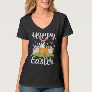 Penguin Bird Easter Egg Hunting Floral Penguin Eas T-Shirt