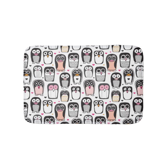 penguin bird illustration background bathroom mat (Front)