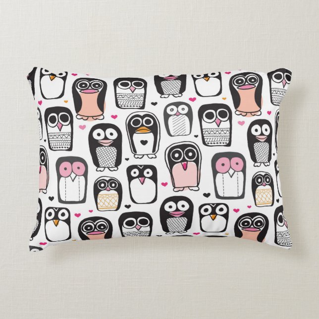 penguin bird illustration background decorative pillow (Front)