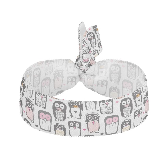 penguin bird illustration background elastic hair tie (Front)