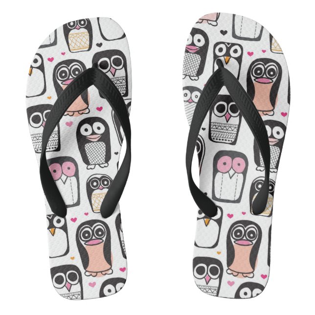 penguin bird illustration background flip flops (Footbed)