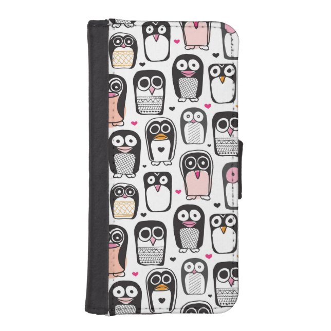 penguin bird illustration background iPhone wallet case (Front)