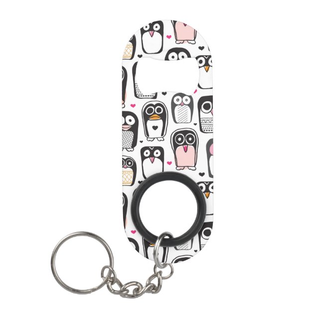penguin bird illustration background keychain bottle opener (Front)