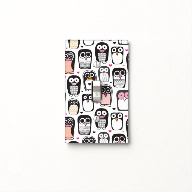 penguin bird illustration background light switch cover (In Situ)