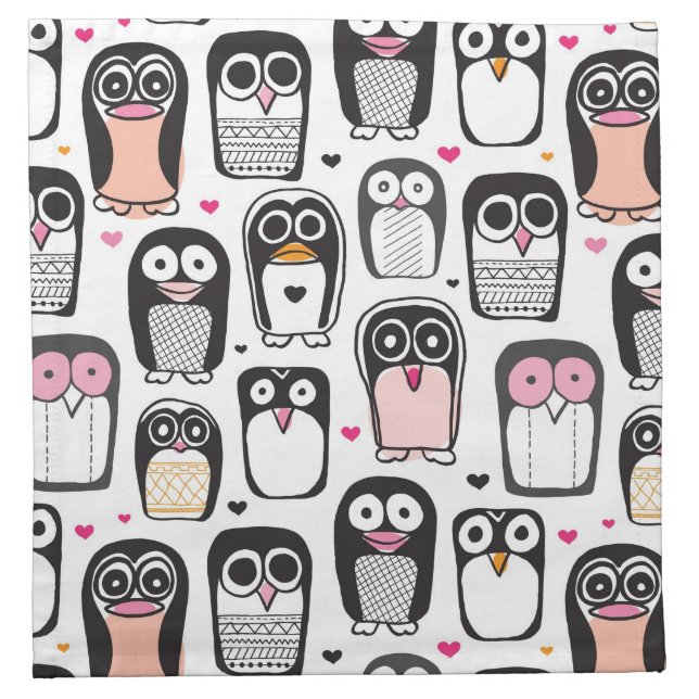 penguin bird illustration background napkin (Front)
