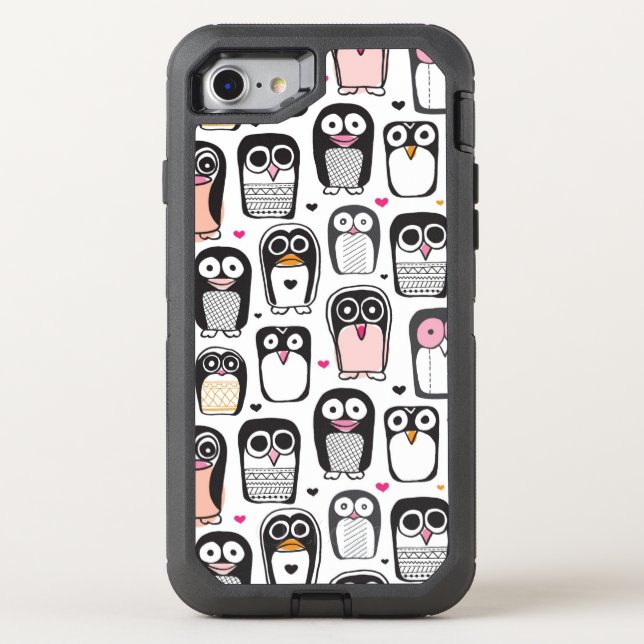 penguin bird illustration background otterbox iPhone case (Back)