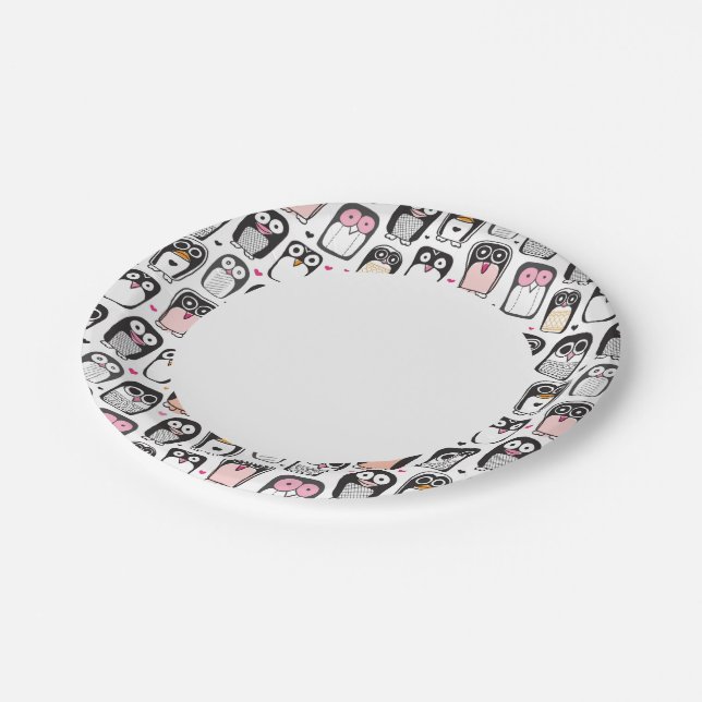 penguin bird illustration background paper plates (Angled)