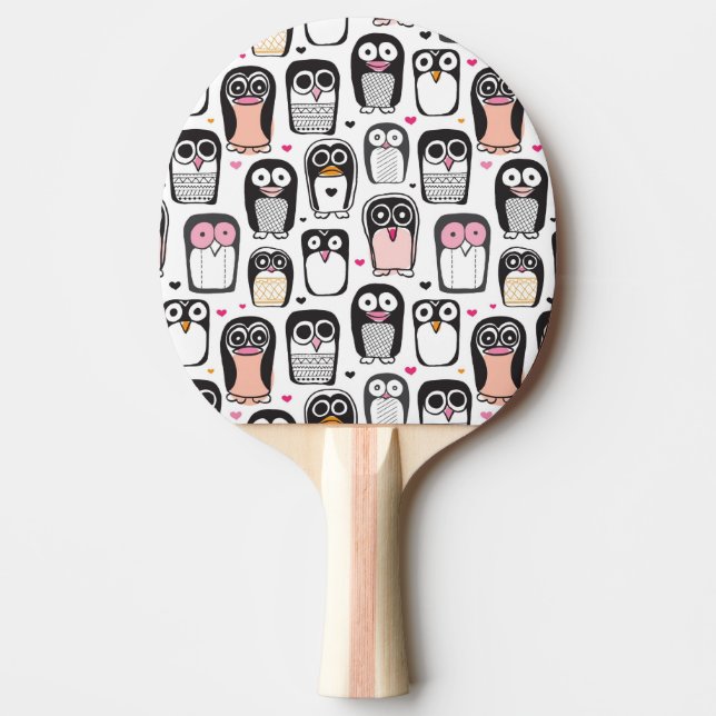 penguin bird illustration background Ping-Pong paddle (Front)