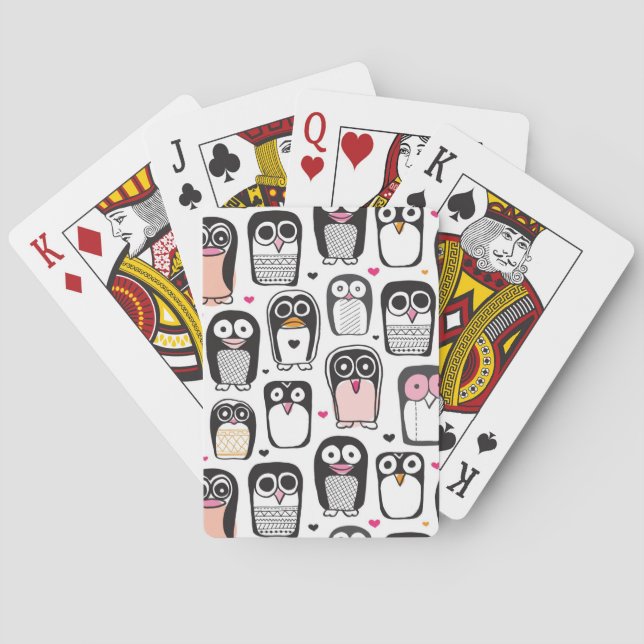 penguin bird illustration background poker cards (Back)