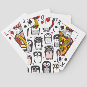 penguin bird illustration background poker cards