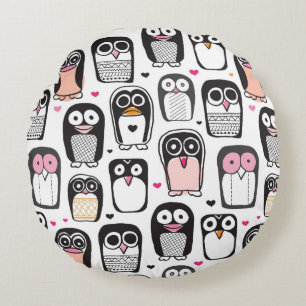 penguin bird illustration background round pillow