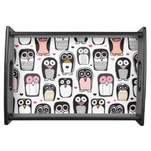 penguin bird illustration background serving tray