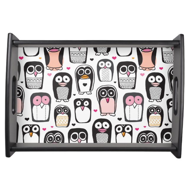 penguin bird illustration background serving tray (Front)