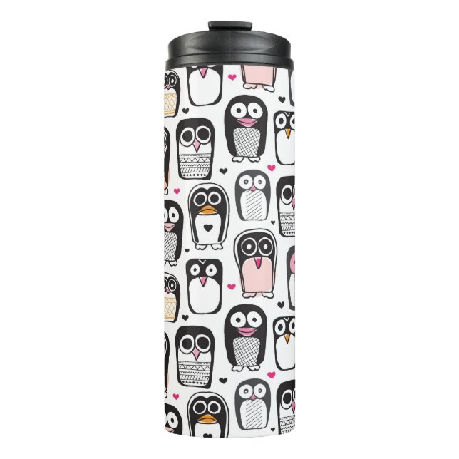 penguin bird illustration background thermal tumbler (Front)