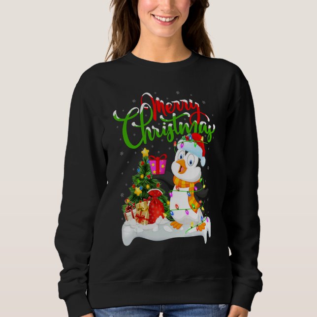 Penguin Bird   Xmas Decorations Santa Penguin Chri Sweatshirt (Front)