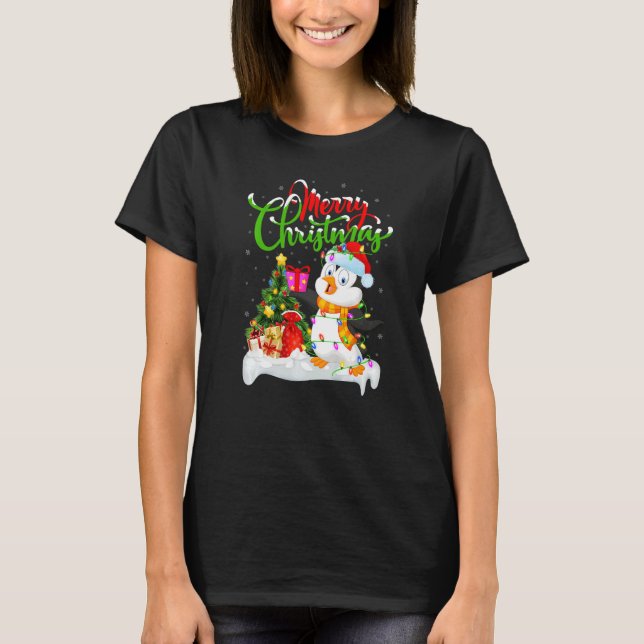 Penguin Bird  Xmas Decorations Santa Penguin Chris T-Shirt (Front)
