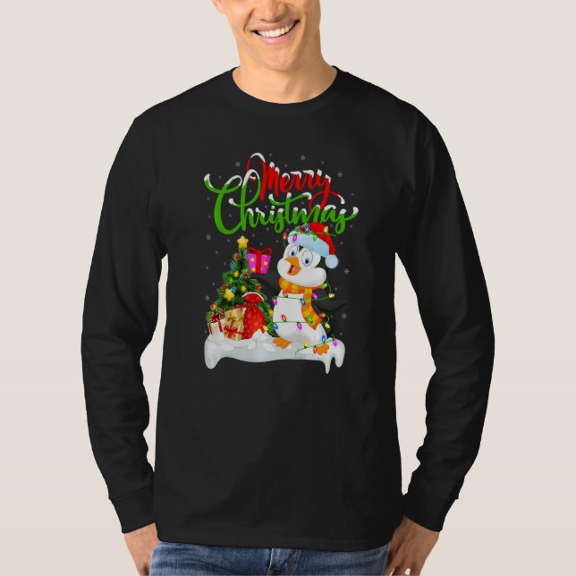 Penguin Bird  Xmas Decorations Santa Penguin Chris T-Shirt (Front)