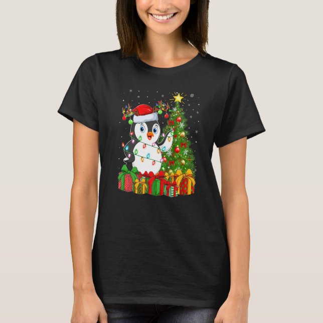 Penguin Bird  Xmas Holiday Santa Penguin Christmas T-Shirt (Front)