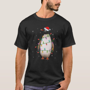 Penguin Bird Xmas Lighting Santa Hat Penguin Chris T-Shirt