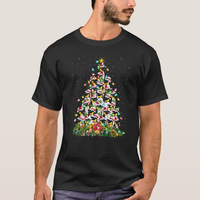 Penguin Bird  Xmas Lights Santa Penguin Christmas  T-Shirt (Front)
