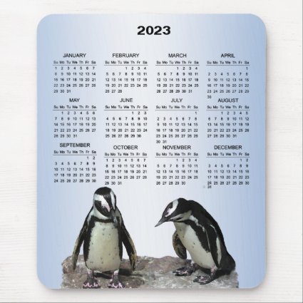 Penguin Birds 2023 Animal Nature Calendar Mousepad