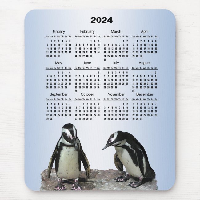 Penguin Birds 2024 Animal Nature Calendar Mousepad