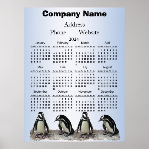 Penguin Birds 2024  Promotional Animal Calendar  Poster