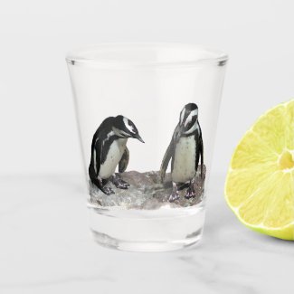 Penguin Birds Black and White Wildlife Shot Glass