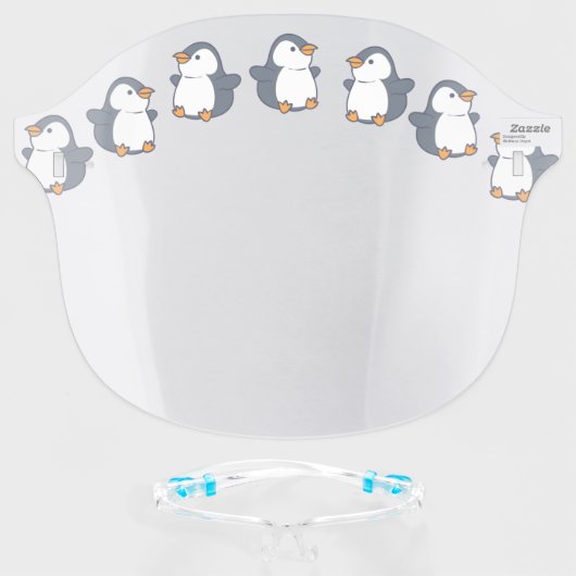 Penguin Birds Cute Animal Cartoon Face Shield (Front w/Glasses)