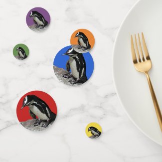 Penguin Birds in Rainbow Colors Table Confetti