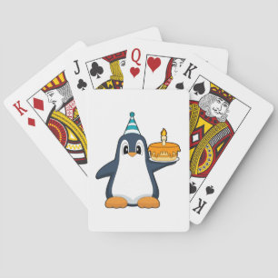 Penguin Birthday Candle Cake Poker Cards