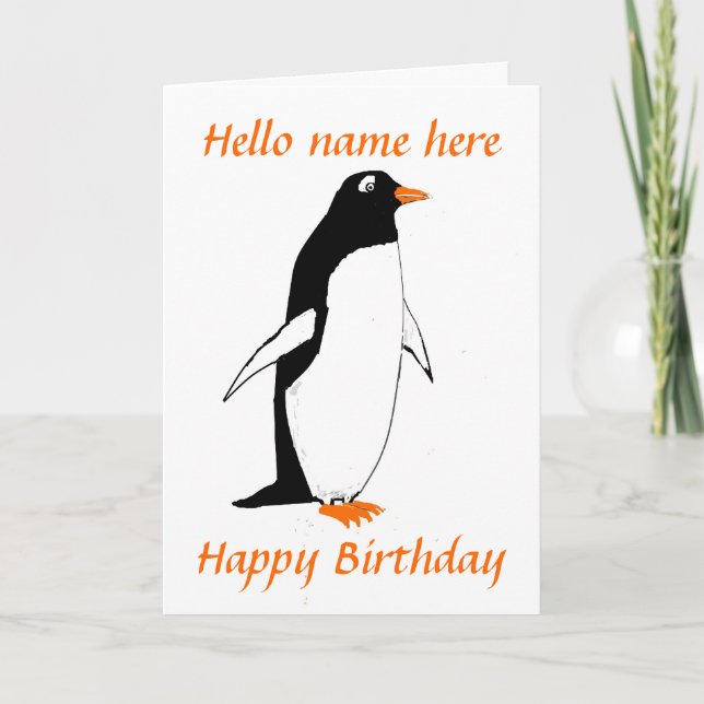 Penguin Birthday Card add name (Front)