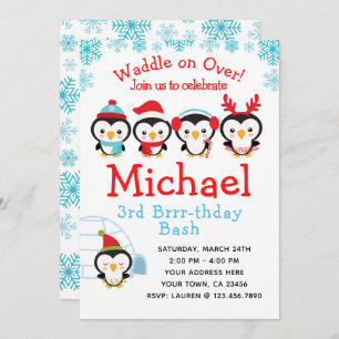 Penguin Birthday Invitation