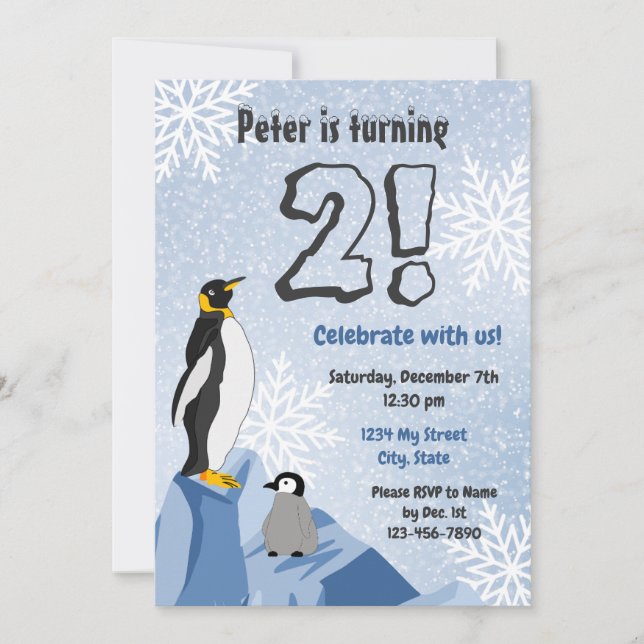 Penguin Birthday Invitation (Front)