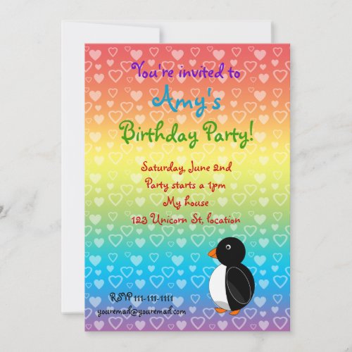 Penguin birthday invitation