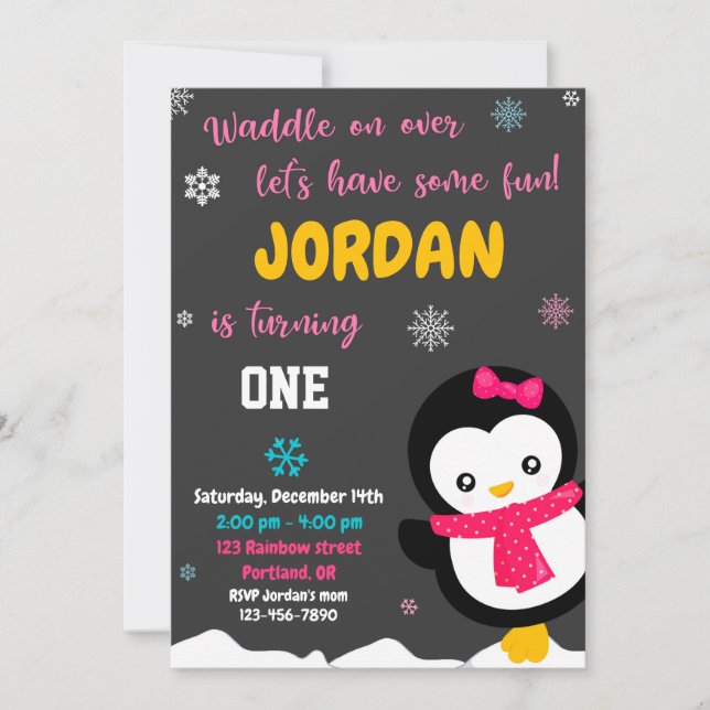 Penguin birthday invitation Holiday invitation (Front)