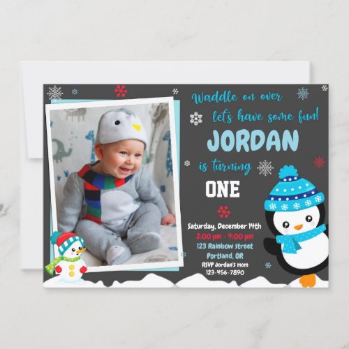 Penguin birthday invitation Penguin invitation