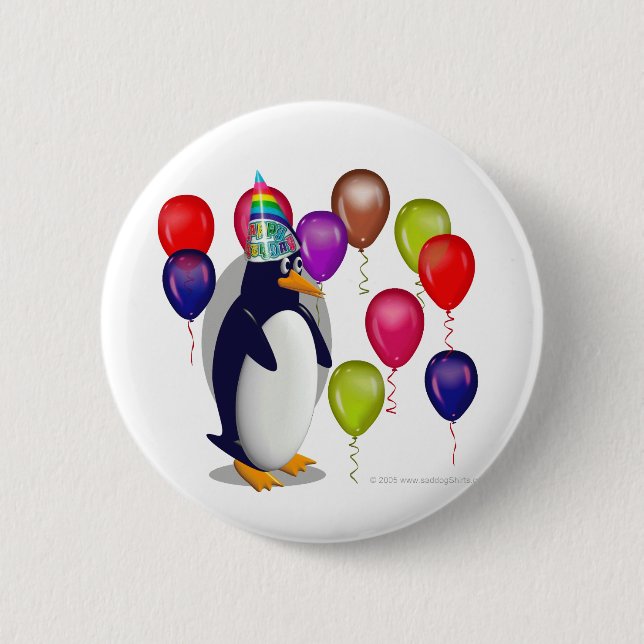 Penguin  Birthday Party Button (Front)