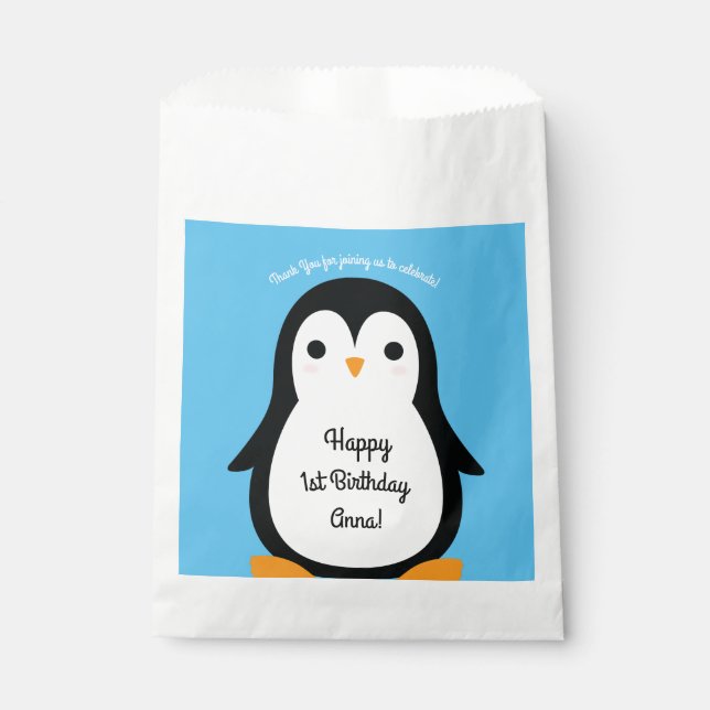 Penguin Birthday Party Favor Bag (Front)