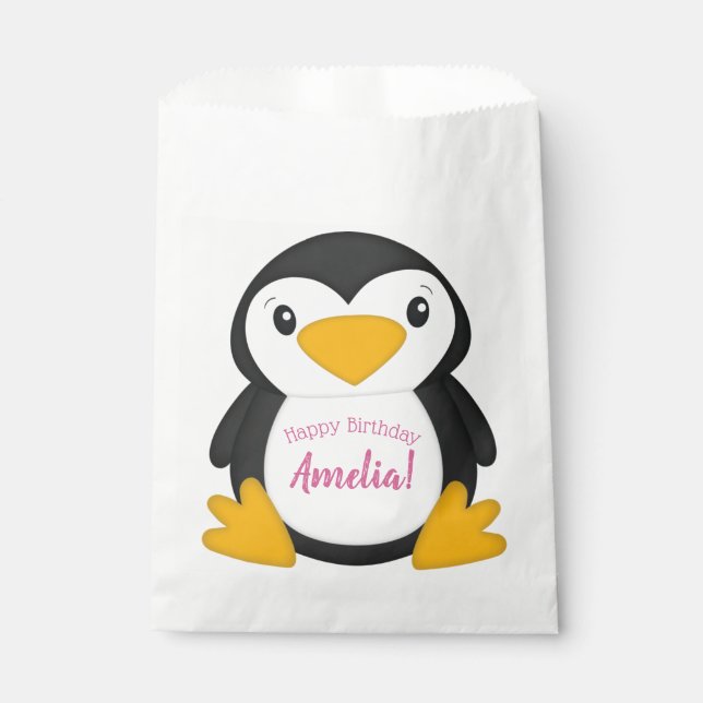 Penguin Birthday Party Favor Bag (Front)