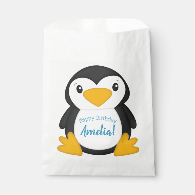 Penguin Birthday Party Favor Bag (Front)