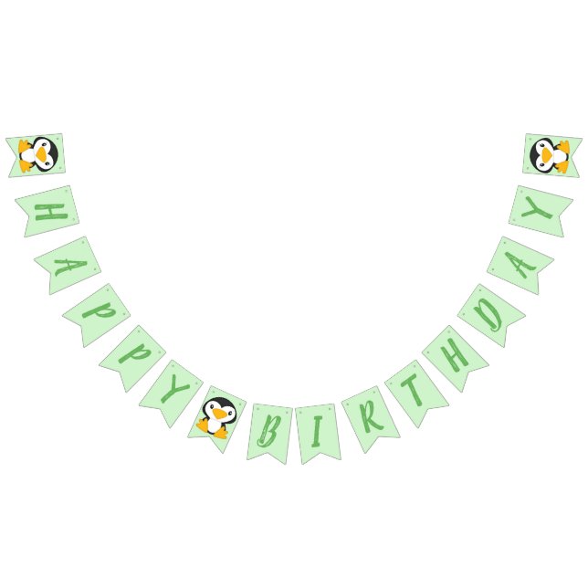 Penguin Birthday Party Green Bunting Flags (All)