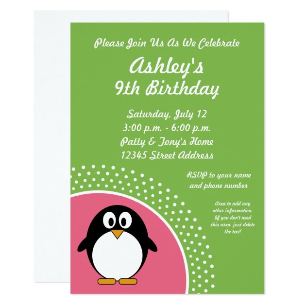 Penguin Birthday Party Invitation