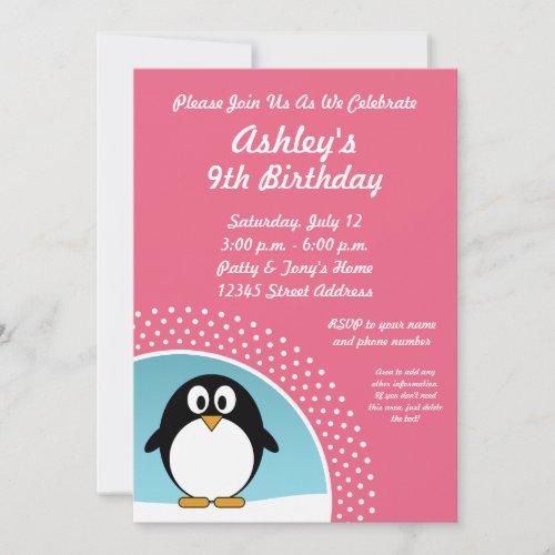 Penguin Birthday Party Invitation
