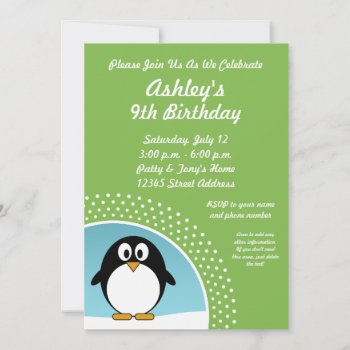 Penguin Birthday Party Invitation by MyPetShop at Zazzle