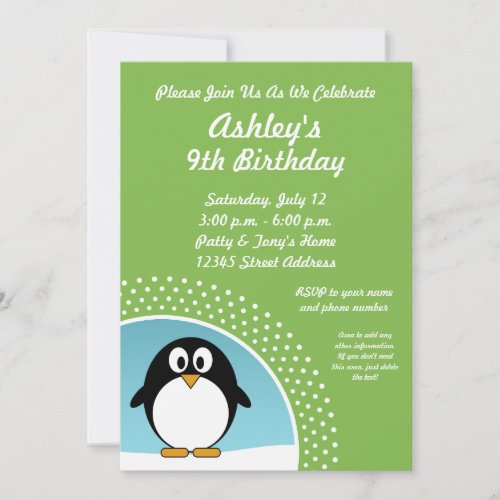 Penguin Birthday Party Invitation