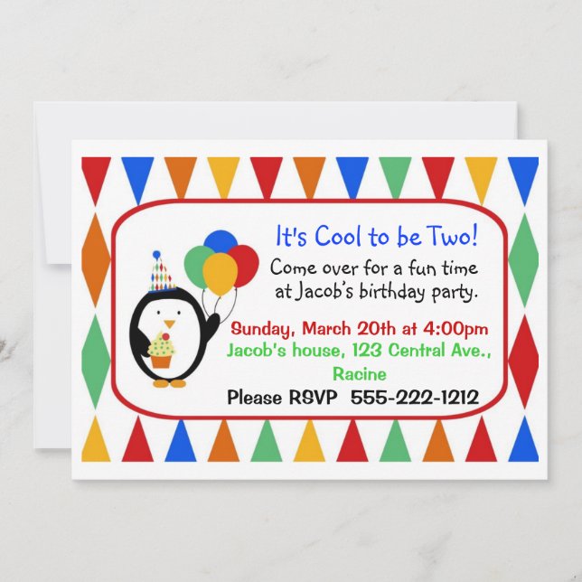 Penguin Birthday Party Invitation (Front)