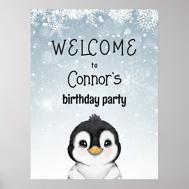 Penguin Birthday Welcome Sign (Front)