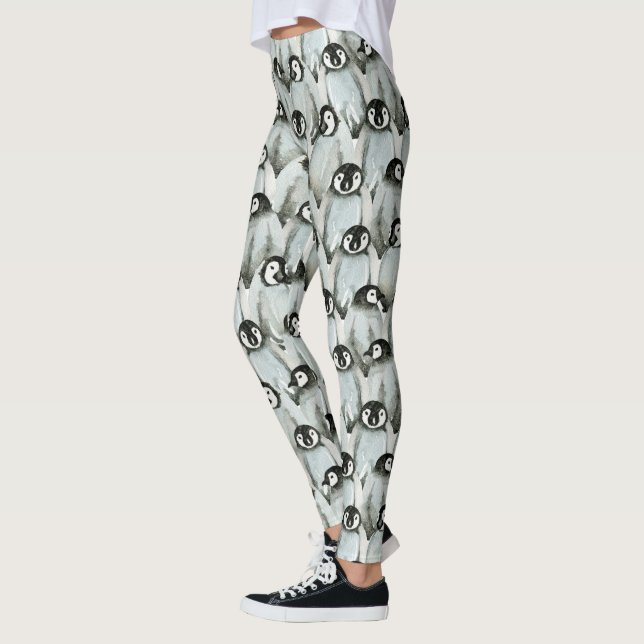 Penguin Black and White Cute Pattern Leggings (Left)