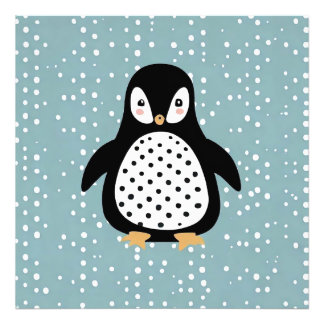 Penguin Blue Dots Photo Enlargement Print